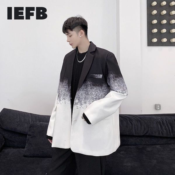 

iefb design men's clothes personality gradient color trend fashion suit coat korean casual suit coat long sleeve 9y3657 210524, White;black
