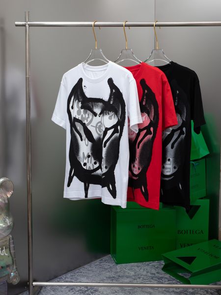

2022ss spring and summer new high grade cotton printing short sleeve round neck panel t-shirt size: -l-xl-xxl-xxxl color: black white a42, White;black