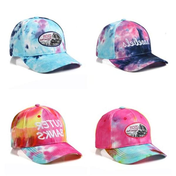 

sun hat binjiu - men's and women's fashion sunshade tie dyed open cross baseball cap, Blue;gray