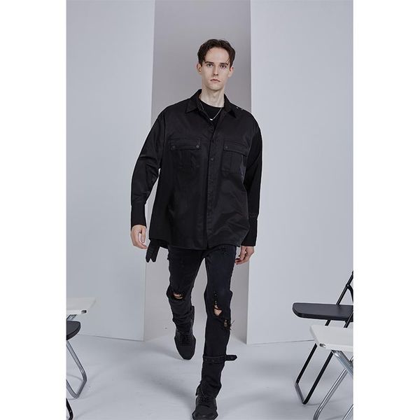 

s-6xl 2021 women men's clothing singer ribbon pocket metal buckle punk shirt plus size costumes casual shirts, White;black