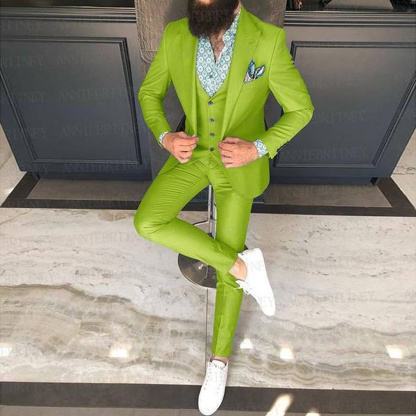 

men's suits & blazers army green wedding men suit set slim fit dinner prom grooms dress tuxedo custom pink business blazer man jacket v, White;black