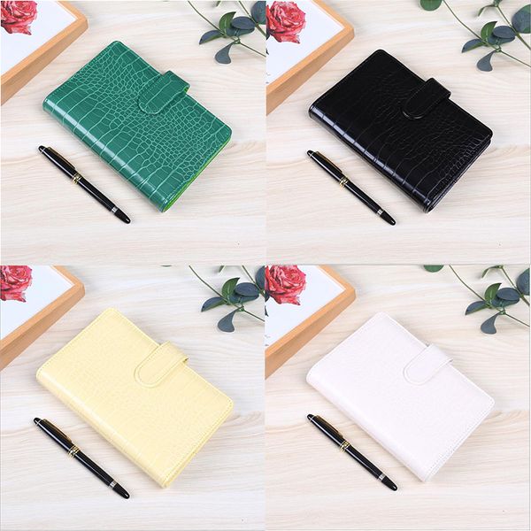 

crocodile pattern notebook binder a6 soft leather notepad cover macaron color diary journal binders with snap, Purple;pink