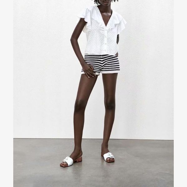 

women's blouses & shirts 2021 european and american summer hollow out embroidery laminated decoration versatile fashion shirt top, White