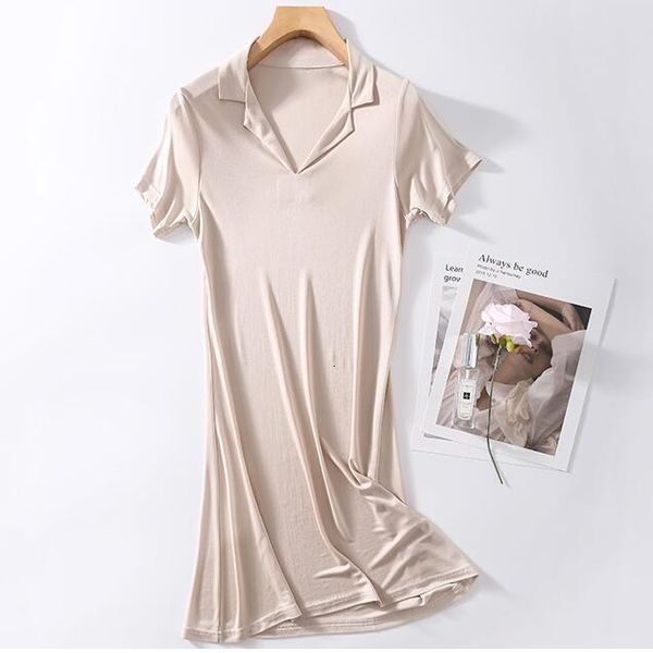 

sleepwear women's silk 50% viscose collared sleep dress sleepwear nightdress nightgown -2xl yy005, Black;red