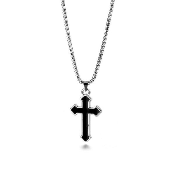 

pendant necklaces 2021 fashion cross man stainless steel box chain necklace for men jewelry collana kolye bijoux collar kpop, Silver