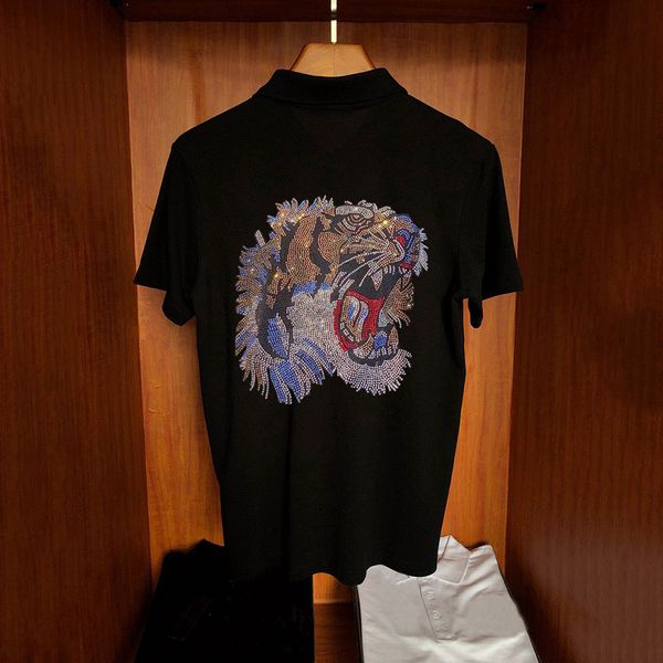 

men's t-shirts casual rock stage fashion will see polo shirt in animal dress tiger puncture man short sleeve kiih, White;black
