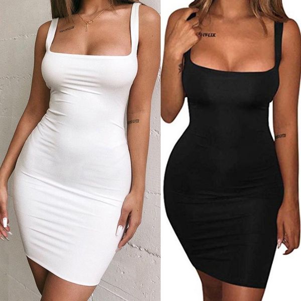 

casual dresses party dress spaghetti-strap bodycon 2021 fashion women o-neck solid pockets sleeveless above knee, Black;gray