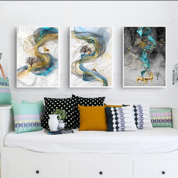 

unframed canvas print painting gold phantom deer home decoration poster