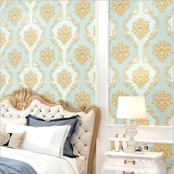 

wallpapers q qihang european style 3d damascus bedroom living room tv background non-woven wallpaper 0.53m*10m=5.3m2