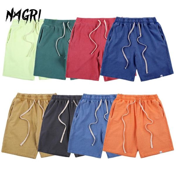 

men casual shorts vintage summer solid color drawstring elastic waist hip hop streetwear boardshorts male with pocket men's, White;black