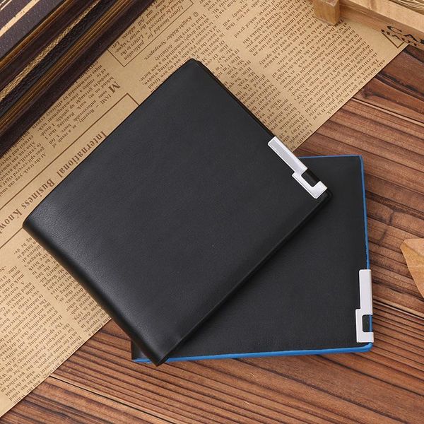 

men thin wallet purse money short designer brand soft id card case slim fashion simple leather classic solid pattern wallets, Red;black