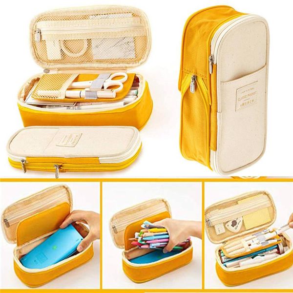 

pen bags canvas large capacity pencil case multifunctional zipper school portable simple schools & office supplies #801