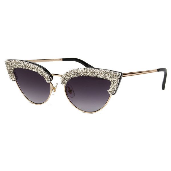 

diamond inlaid eye sunglasses for women, White;black