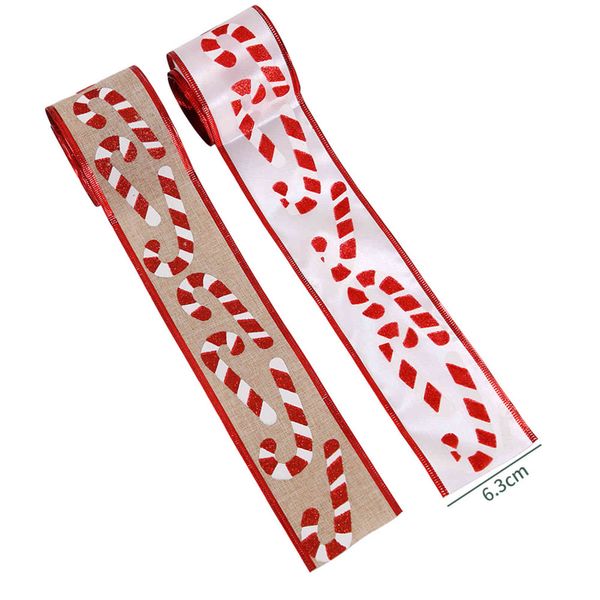 

new decorations 6.3cm crutch printing ribbon color ding cloth christmas ribbon