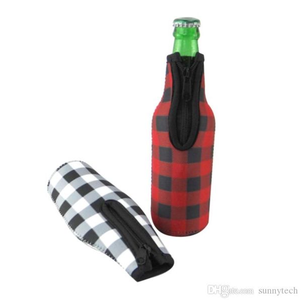 Neopren-Flaschenkühler mit Weihnachtskaro, Großhandel, Rohlinge, Buffalo Plaid, Flaschenverpackung, Bierdeckel, Hochzeitsgeschenk LX01133