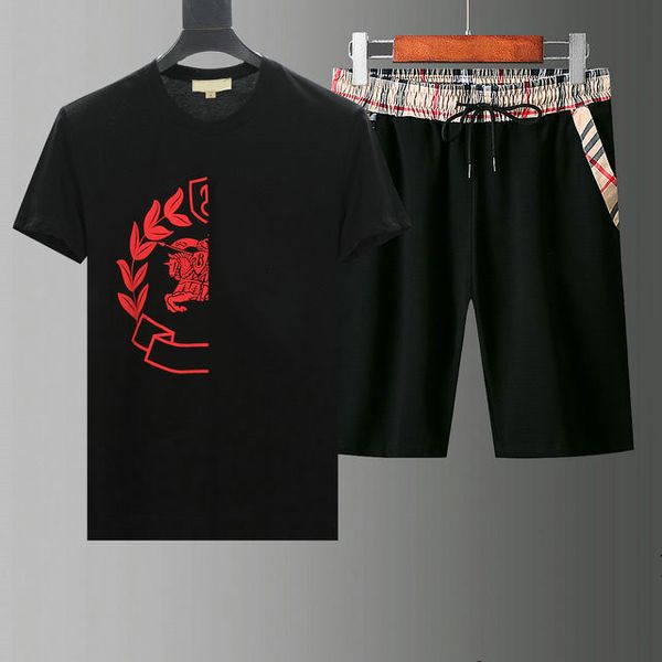 

2021 fashion casual suit summer short sleeve shorts ice silk sports two-piece set logo handsome men's wear m-3xl#02, White;black