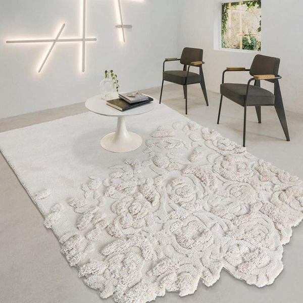 

carpets nordic ivory color 3d pattern handmade wool area rug, pastoral style art decoration living room carpet