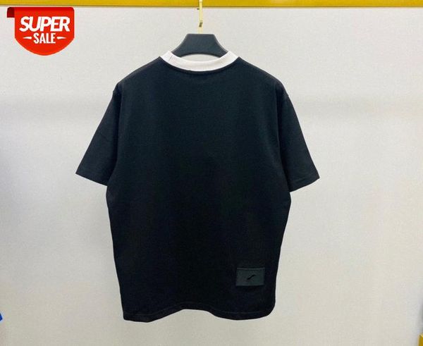 

color light brand letters round neck pullover short sleeve men and women same batch #wp24, White;black