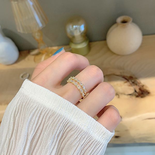 

2021 simple fashion personality zircon design index finger ins net red cold wind joint ring female, Silver