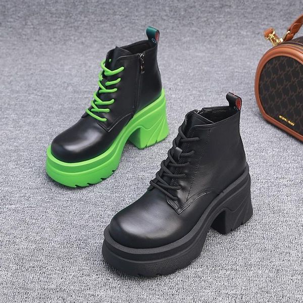 

boots short women's 2021 winter keep warm solid color women fashion lacing platform non-slip increased, Black