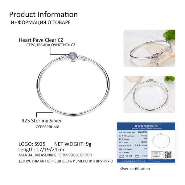 

pulseira 925 sterling silver bracelet femme snowflake heart blue eye femme snake chain bracelets & bangles women jewelrys, Black