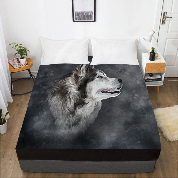 

sheets & sets 3d printed fitted sheet custom design mattress cover bed linens bedsheet 198*203cm 200*220 black wolf home bedding
