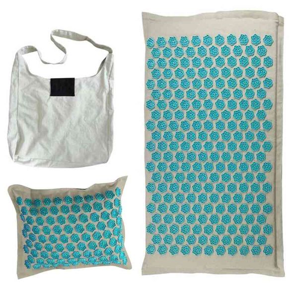 

coconut fiber acupressure mat set back foot acupuncture massage with pillow relaxation stress relief cushion shiatsu