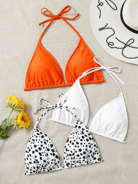 

3pack plus halter triangle bikini n6vw#, Black