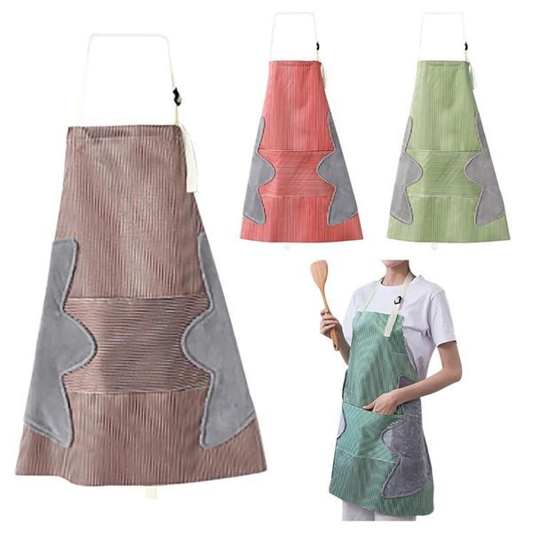 

kitchen apron waterproof and oil proof hand household striped coral velvet adjustable kitchenware kicthen tool aprons