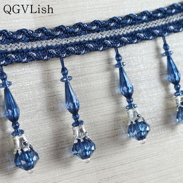 

qgvlish 12m crystal beads curtain tassel fringe lace trim diy sew sofa stage lamp fabrics accessories ribbon trims other home decor