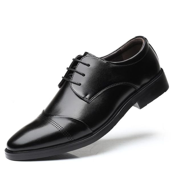 

dress shoes 2021 men leather elegant oxfords party mens formal footwear big size office, Black