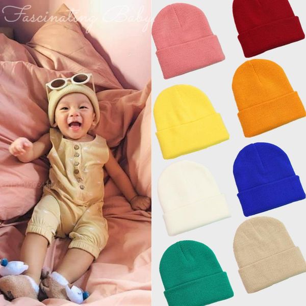 

caps & hats 1-4y winter for baby boy girl beanies knitted hat autumn warm knit wool children's cap cotton soft born kids beanie, Yellow