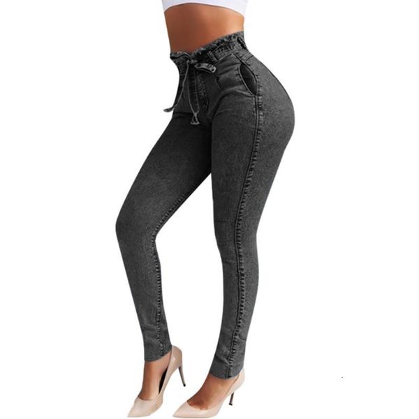 

women's jeans women skinny elastic butto loose denim casual small feet slim fit pockets female clothes 12.4 6nrq, Blue