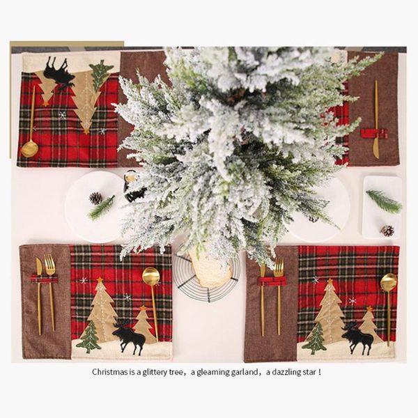 

mats & pads christmas elk tree pattern kitchen placemat cotton linen pad dish coffee cup table mat 44*33cm home decor