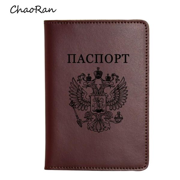 

card holders russian emblem passport case purses women and men travel wallet crazy horse leather cover, Brown;gray