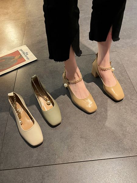 

shoes 3cm heels basketball platform chunky sandals footwear square toe shallow mouth 2022 branded pumps 5cm block african casual, Black