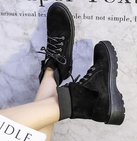 

boots 2021 autumn and winter flat-bottom large size women's 41-43, Black
