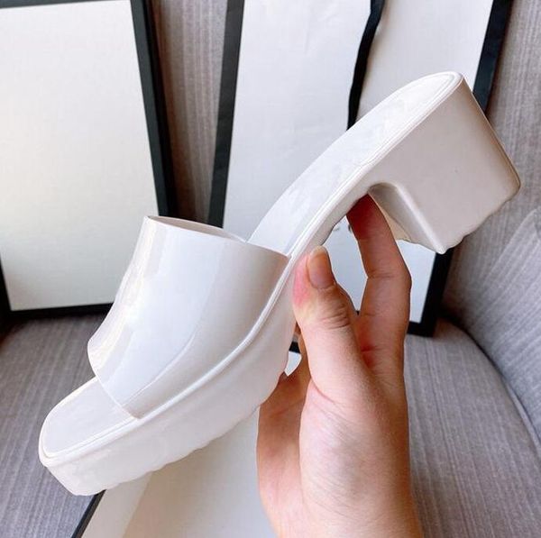 

summer fashion jelly light leather slippers summer beach shoes women sandals high heels rubber slide sandal 35-41, Black