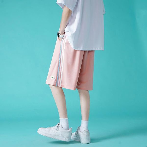 

men's shorts casual solid streetwear pants summer five-point sweatpants trend wild straight couples men, White;black