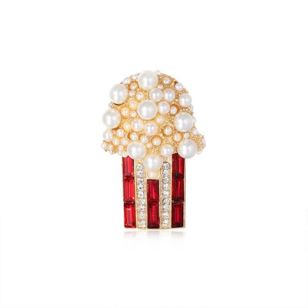 

pins, brooches korean version of exaggerated retro creative popcorn brooch 2021 fashion men and women alloy bead glass corsage, Gray