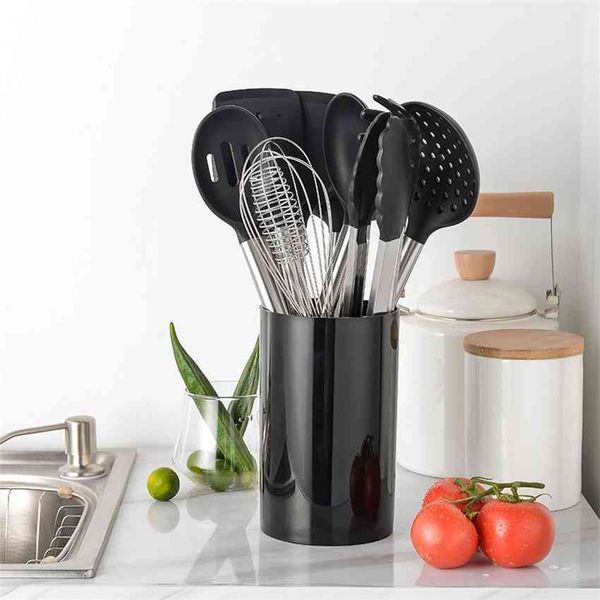 

cooking 1 of silicone spoon shovel with storage bucket kitchenware set