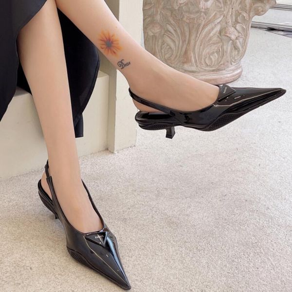 

women pumps elegant pointed toe high heels dress shoes summer fashion ladies slingback sandals 2021, Black