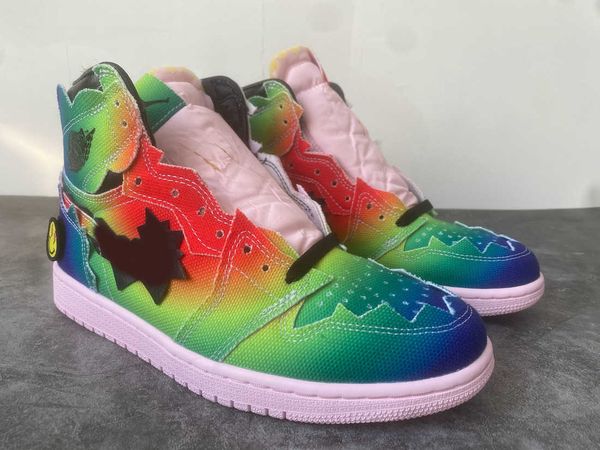 

2021 new 1 authentic j herencia balvin colores y vibras multi-color high og men outdoor shoes sports sneakers with box, White;red