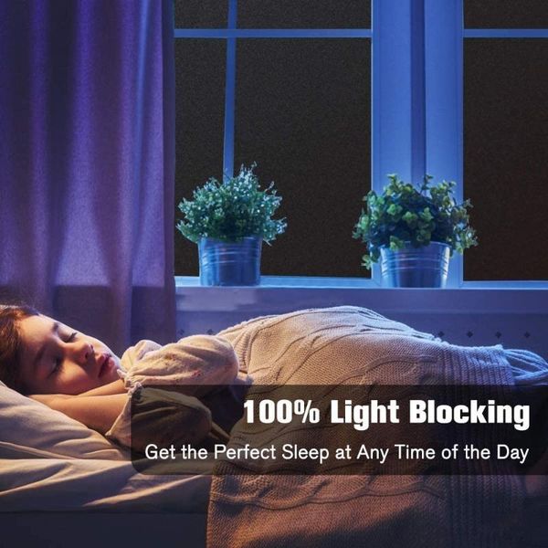 

window stickers total blackout film privacy frosted sticker sun blocking room darkening tint removable opaque glass cover non-adhesive