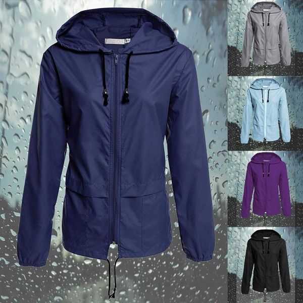 

women's trench coats laamei 2021 women jacket coat waterproof transition outdoor hiking clothes lightweight raincoat, Tan;black