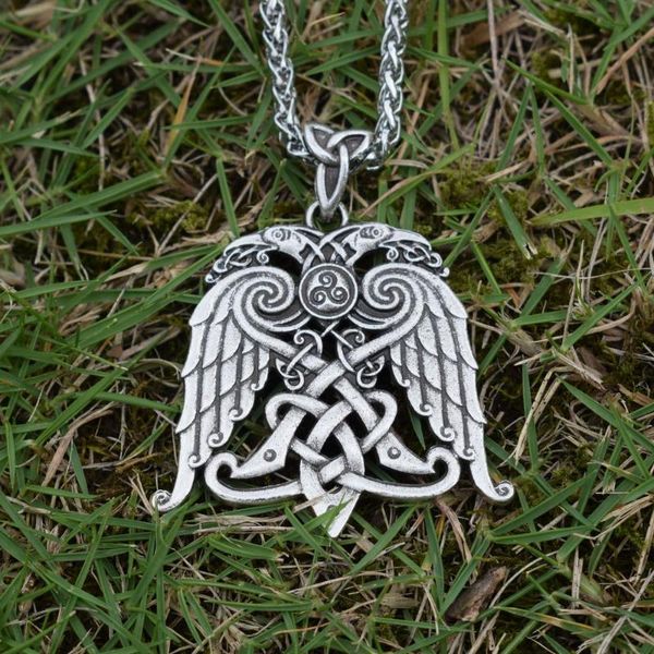 

chains 1pcs norse viking celtics couple raven necklace crow pendant celtic nordic, Silver