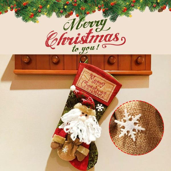 

christmas stockings fabric santa claus sock gift kids candy bag snowman deer pockets hanging xmas tree ornaments wrap