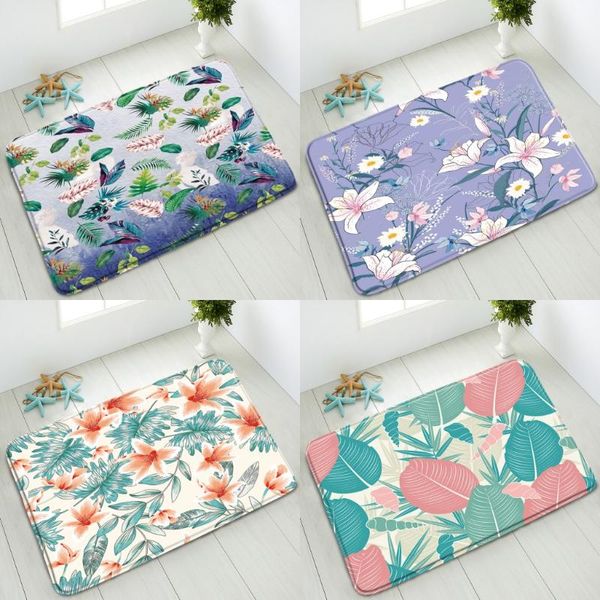

bath mats non-slip mat green leaves flowers plants bedroom living room kitchen doormat corridor balcony carpet washable home decor