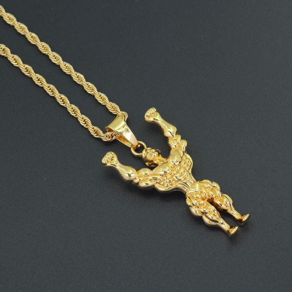 

pendant necklaces hip hop necklace muscular men with power jewelry n880, Silver