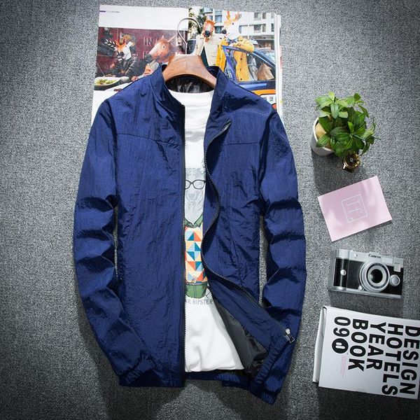 

men's jackets 2021 spring and summer thin stand-up collar jacket fashion korean style trend all-match casual street slim top, Black;brown